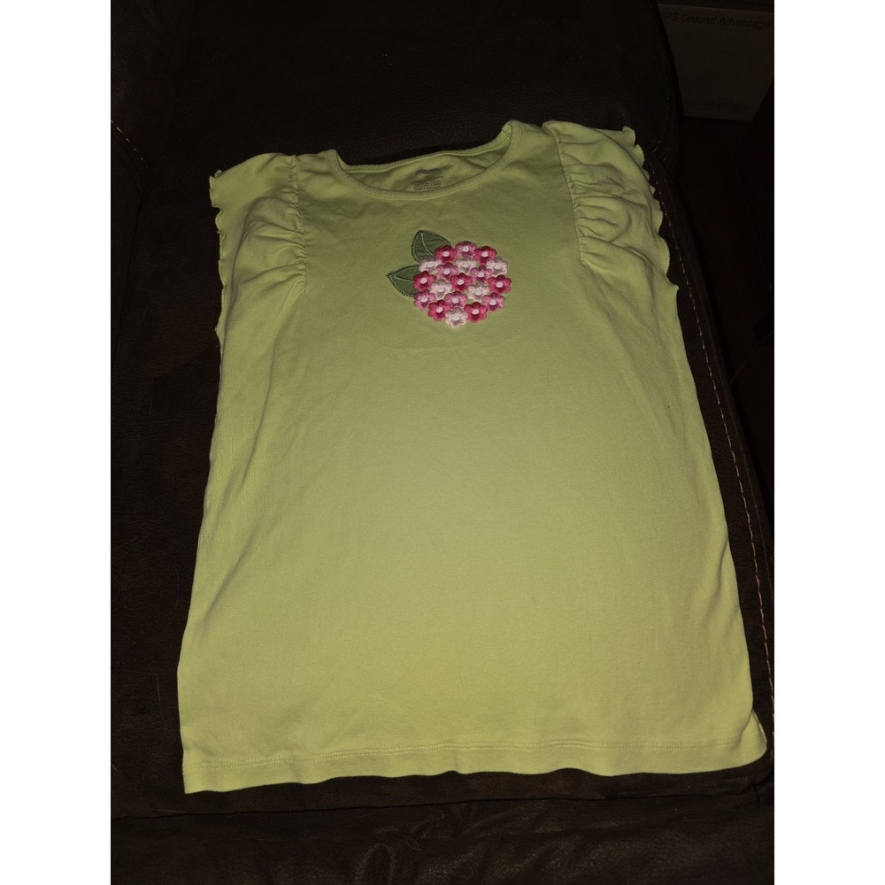 Gymboree tea time afternoon floral green top size 12